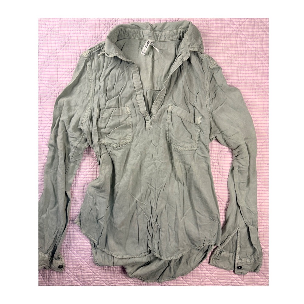 Y2k  Olive Green Long Sleeve‎ Top Utility Gorpcore Cabincore Highlow S 2000s